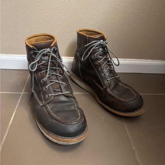 CARHARTT Men's Brown Leather Waterproof Moc Toe Wedge Work Boots Size 9 Outdoors - Picture 12 of 16